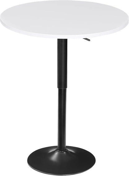 HOOBRO Bar Table, Height-Adjustable Round Pub Table 27-35.4 Inches with Sturdy Base, Modern Style, Easy to Assemble, Suitable for Small Space, White BW58BT01G1