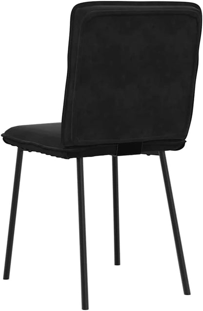Set of 6 Black Velvet Dining Chairs Modern Design Rectangular Compact for Dining Room Kitchen Living Room