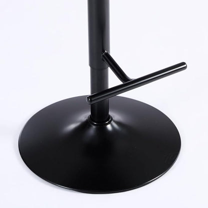 Set of 2 Thick Chrome Swivel Velvet Barstools,Adjustable 25-33" Height,with17.7 Base,Sponge&Spring Seat,for Home Pub&Kitchen Island(Blue) (Black + PU Leather + Foam)