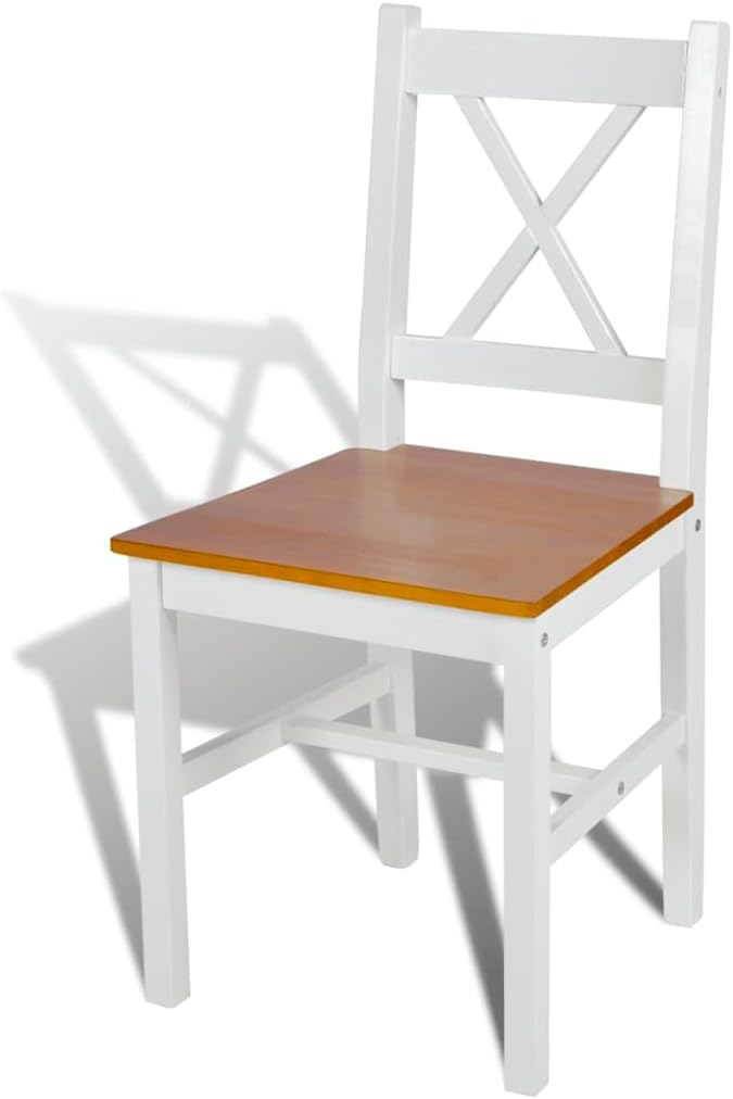 Farmhouse Dining Chairs Set of 4 White Solid Pine Wood Modern Kitchen Chairs with Ergonomic Design for Dining Room Kitchen and Home Decor