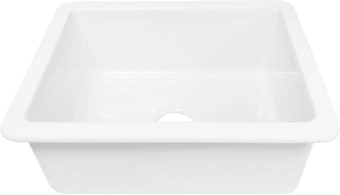 Sinkology Eden Fireclay Undermount Kitchen Sink, Undermount Installation, Surefire Finish (Crisp White, 23")