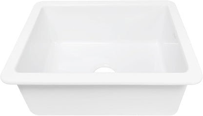 Sinkology Eden Fireclay Undermount Kitchen Sink, Undermount Installation, Surefire Finish (Crisp White, 23")