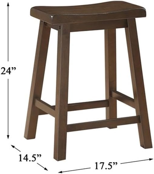 Pemberly Row 3 Piece Wood Counter Height Dining Set with Saddle Stools, Small Farmhouse Bar Table for 2 People, Tall Dinette Set for Smal Space, Dark Brown