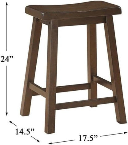 Pemberly Row 3 Piece Wood Counter Height Dining Set with Saddle Stools, Small Farmhouse Bar Table for 2 People, Tall Dinette Set for Smal Space, Dark Brown