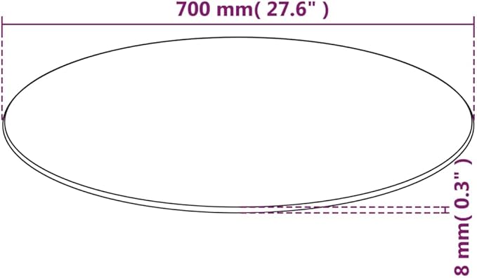27.6 in Black Tempered Glass Tabletop 0.3 in Thick Scratch & Heat Resistant Round Coffee Dining Table Top Modern Minimalist for Living Room Kitchen Indoor Outdoor Use