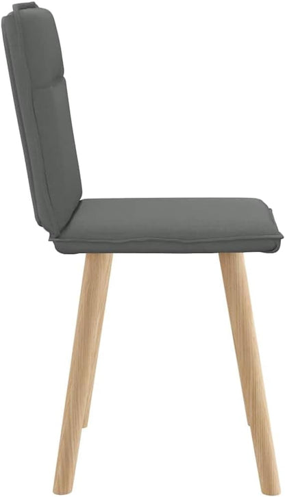 Modern Dining Chairs Set of 2 Dark Grey Upholstered Fabric Polyester with Tufted Cushion and Tapered Legs for Dining Room Kitchen Living Room