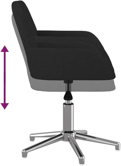 Modern Swivel Dining Chairs Set of 2 Black Fabric Upholstered 360-Degree Rotating Accent Chairs with Ergonomic Design for Kitchen Living Room Vanity