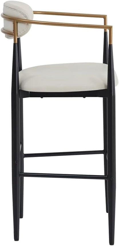 Padded Bar Stool Set with Backrest (2-Piece) — 29.75-inch seat Height fits Kitchen Islands 40.5 inches and Above, Supports up to 260 lbs. (Beige,PU Leather)