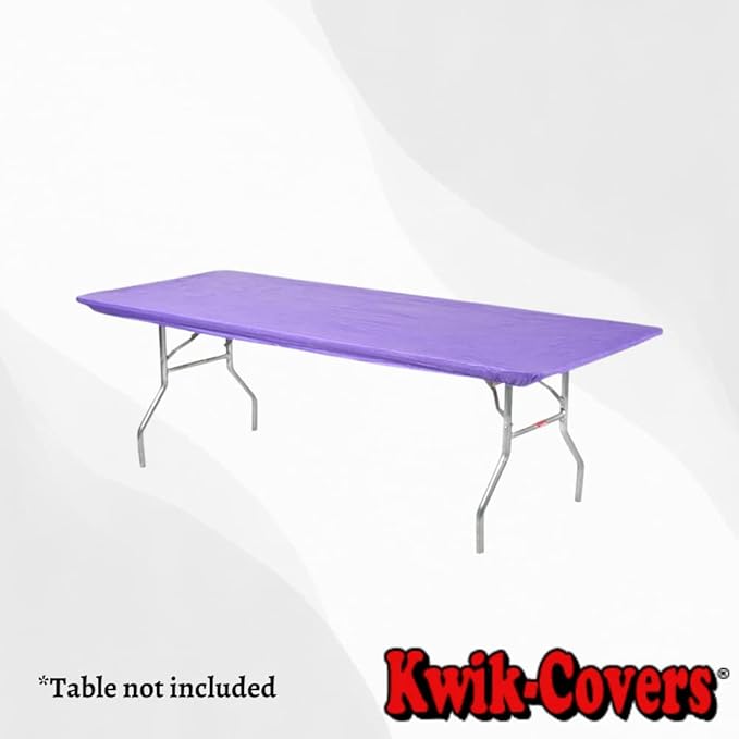 Kwik-Covers 10 Pack of Rectangular Plastic Table Covers - 6' Foot or 8' Foot Options - Indoor or Outdoor Fitted Table Covers (Table NOT Included) (Purple, 30" x 96" (8' ft))
