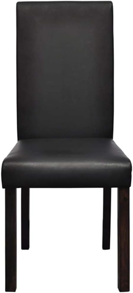 Dining Chairs Set of 4 Matte Black Wood Frame Faux Leather Seat 16 in Depth 37 in Leg Height Modern Accent Chairs for Kitchen Dining Room Living Room