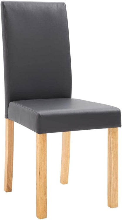 Set of 4 Gray Faux Leather Dining Chairs with 18.1 in Wood Legs Ergonomic Modern Accent Seating Matte Finish Easy Clean for Kitchen Dining Room Small Spaces