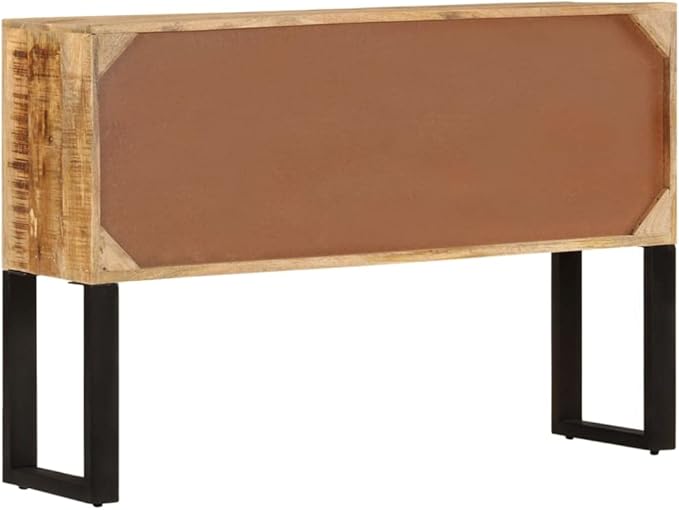 Industrial Style Mango Wood Sideboard, Rough Finish, 43.3" Wide, Living Room Buffet Cabinet with 2 Doors & 2 Drawers, Polished Brown Storage Furniture Kitchen Furnitur
