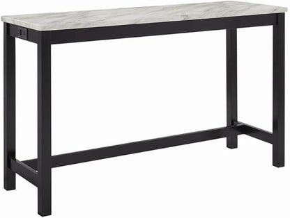 New Classic Furniture Celeste Faux Marble Theater Bar Table with 3 Bar Stool Set, Blue Velvet with Black Base