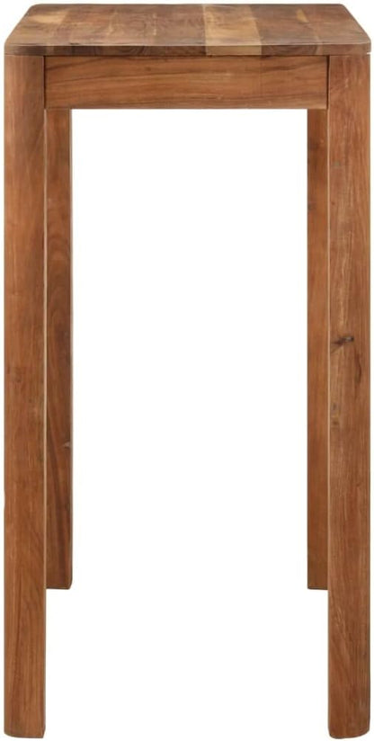 Bar Table Honey Solid Acacia Wood 43.3x21.7x41.7 in Dining Room Kitchen Island Style High Top Rectangular Counter Table for Living Space Bar Area