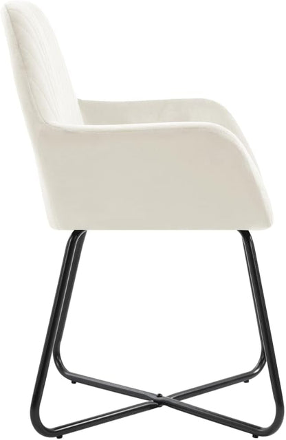 Cream Velvet Dining Chairs Set of 4 Ergonomic Modern Design with Powder Coated Steel Frame for Dining Room Kitchen and Living Room