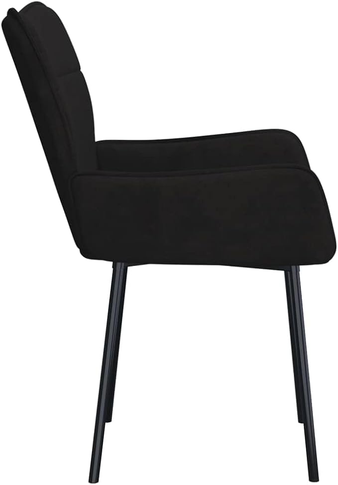 Modern Black Velvet Dining Chairs Set of 2 with Padded Armrests and Tapered Legs Ergonomic Design for Dining Room Kitchen and Comedor
