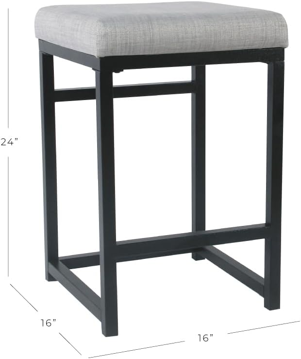 Homepop Home Decor | Modern 24-Inch Counter Stool | Backless Metal Frame Bar Stools Counter Height | Decorative Home Furniture, Natural