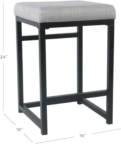 Homepop Home Decor | Modern 24-Inch Counter Stool | Backless Metal Frame Bar Stools Counter Height | Decorative Home Furniture, Natural