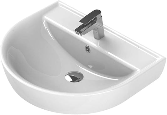 CeraStyle 007800-U-One Hole Bella Round Ceramic Wall Mounted Sink, White