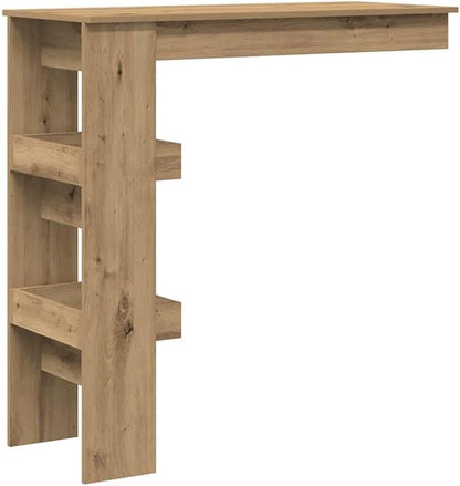 Artisan Oak Wall Bar Table, Space-Saving Dining Table for Small Kitchens, Modern Engineered Wood Island for Compact Room Areas