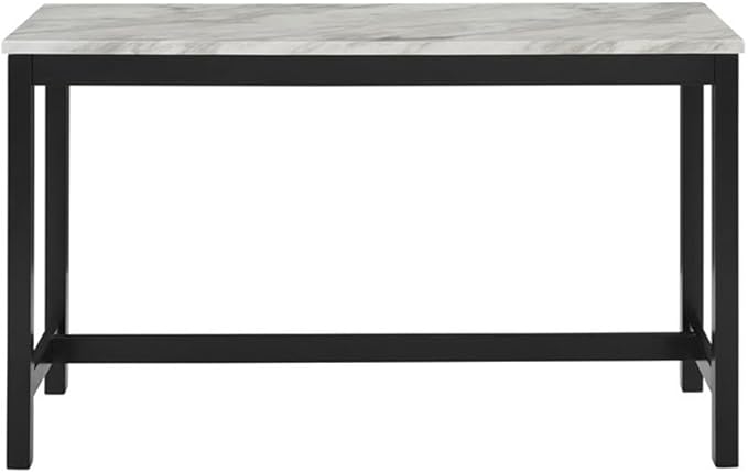 New Classic Furniture Celeste Faux Marble Theater Bar Table with 3 Bar Stool Set, Black Velvet with Black Base