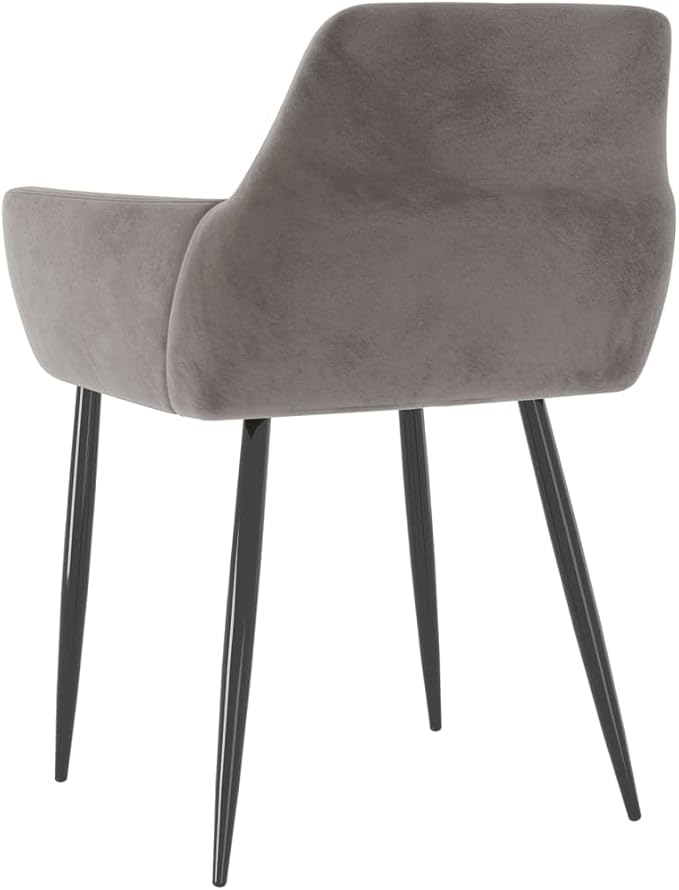 Light Gray Velvet Dining Chairs Set of 2, 22x22x30.7 in, Metal Legs, Ergonomic Back & Armrest for Dining Kitchen Living Bedroom Office