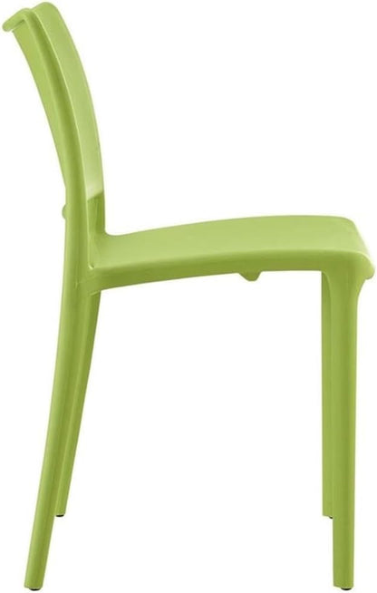 Modway Hipster Contemporary Modern Molded Plastic Stacking Dining Chair in Green