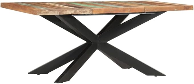Reclaimed Wood Dining Table 70.9"x35.4"x29.9" Steel Frame Seats 8 Modern Rustic Indoor