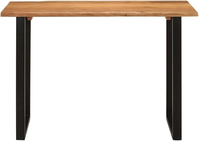 Rectangular Dining Table, Natural Acacia Wood, Black Iron Legs, 43.3 x 19.7 Inch, for Kitchen, Dining Room, Modern Industrial Style