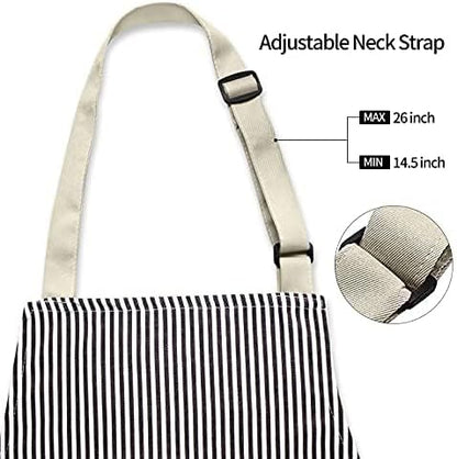 NLUS 2 Pack Kitchen Cooking Aprons, Adjustable Bib Soft Chef Apron with 3 Pockets for Men Women (Umber/Black)