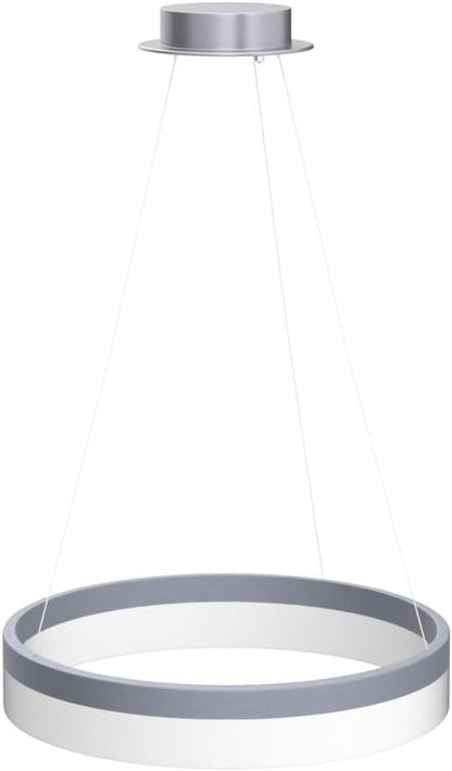 Buccleuch Modern LED Chandelier - Dimmable 19.7" Silver Round Pendant Light, Height Adjustable UL-Certified Ceiling Light for Dining Room, Kitchen Island, Living Room, Bedroom, Foyer, 6500K