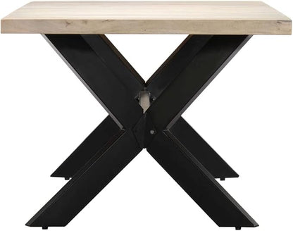 Solid Bleached Mango Wood Dining Table, Rectangular Kitchen Furniture for Home, Modern Dinner Seating for 6, Beige Finish for Gatherings & Dining Areas