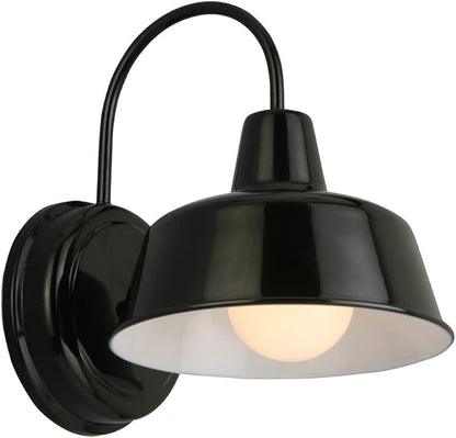 Design House Mason Farmhouse Gooseneck Barn Light, Outdoor Exterior Porch or Patio Wall Light Fixture, Satin Black, 8 Inch Diameter, 1-Pack, 579367