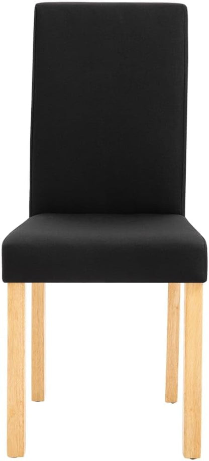 Modern Dining Chairs Set of 6 Black Fabric Rubber Wood Frame Rectangular Matte Finish Ergonomic Comfortable for Dining Room Kitchen Living Room