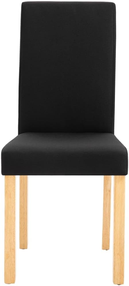 Black Fabric Dining Chairs Set of 2, Rubber Wood Frame with Traditional Design, 19.8 lb Each for Comfortable Seating in Kitchen and Dining Room