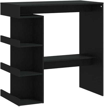 Black Engineered Wood Bar Table, Rectangular Dining Kitchen Island Table for Modern Indoor Spaces, Perfect for Home Room Use