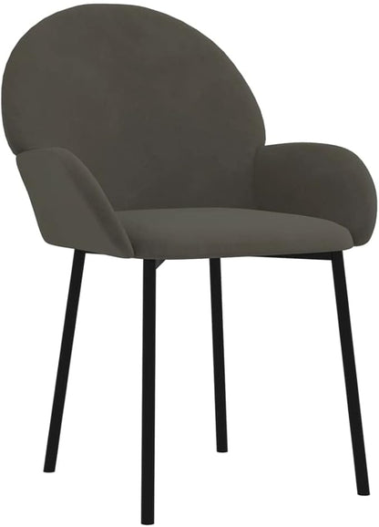 Dark Gray Velvet Dining Chairs Set of 2 Modern Accent Chairs with Metal Frame, Ergonomic Backrest for Kitchen Dining Room Bedroom Vanity Area