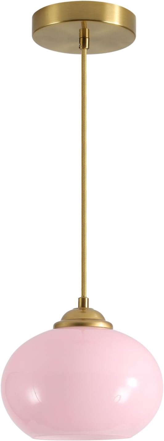 KCO Lighting Pink Globe Pendant Light Mid Century Modern Small Glass Pendant Lighting Brass Gold Chandelier Nordic Girl Room Kitchen Island