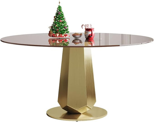 Modern Tempered Glass Dining Table for 6-8, Rectangular Kitchen Table with Heavy-Duty Stainless Steel Base, Elegant Easy-Clean Furniture for Dining Room & Family Gatherings (Glass)