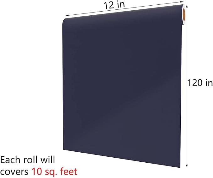 Decotalk Blue Contact Paper for Cabinets Dark Blue Peel and Stick Wallpaper for Bedroom Walls Removable Vinyl Wrap Self Adhesive Solid Blue Contact Paper for Shelves Dark Blue Wallpaper 12"x120"