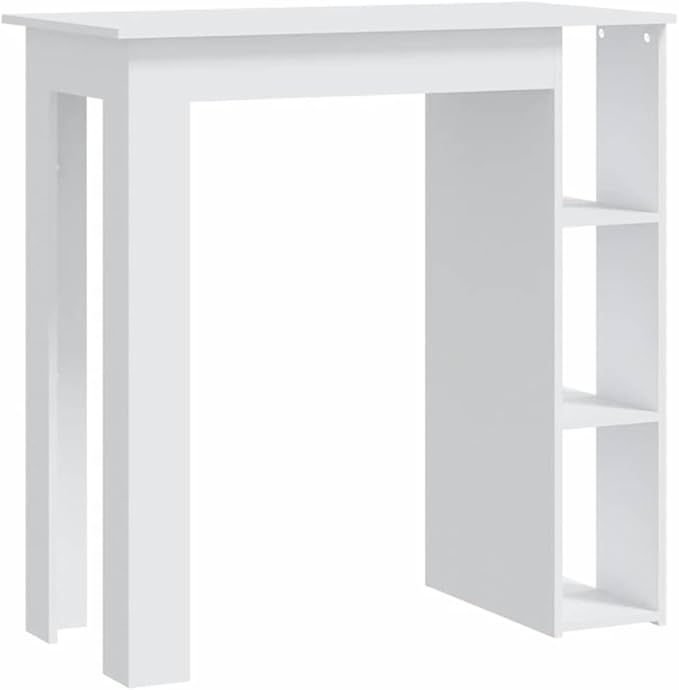 White Engineered Wood High Bar Table, Rectangular Dining Kitchen Counter, Modern Dinner Furniture for Home Bar Living Room, 40.2" L 19.7" W 40.7" H, Matte Finish, Easy Clean