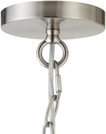 Henn&Hart 7" Wide Pendant with Glass Shade in Brushed Nickel/Clear, Pendant, Flush Mount Ceiling Light Fixture for Kitchen, Living Room