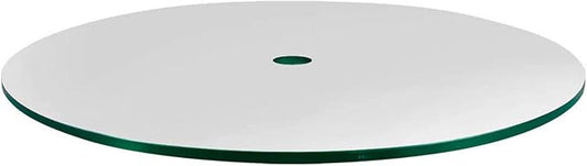 Dulles Glass 48 inch Round Glass Table Top Center Hole - Tempered - 1/4" Thick Glass Surface, Safe Flat Polished, Multipurpose for Patio and Outdoor Table