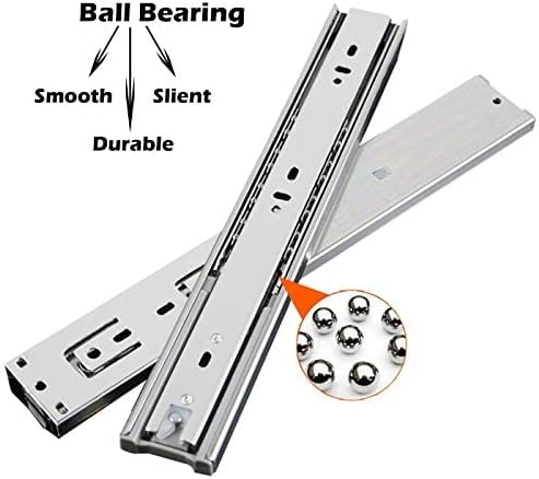 Gobrico 14 inch Drawer Slides 1 Pair，Soft Close Drawer Slides 3 Fold, Cabinet Drawer Slides Full Extension Drawer Slides, Heavy Duty Slide Rails, Side Mount Ball Bearing Tracks Guide Drawer Glides