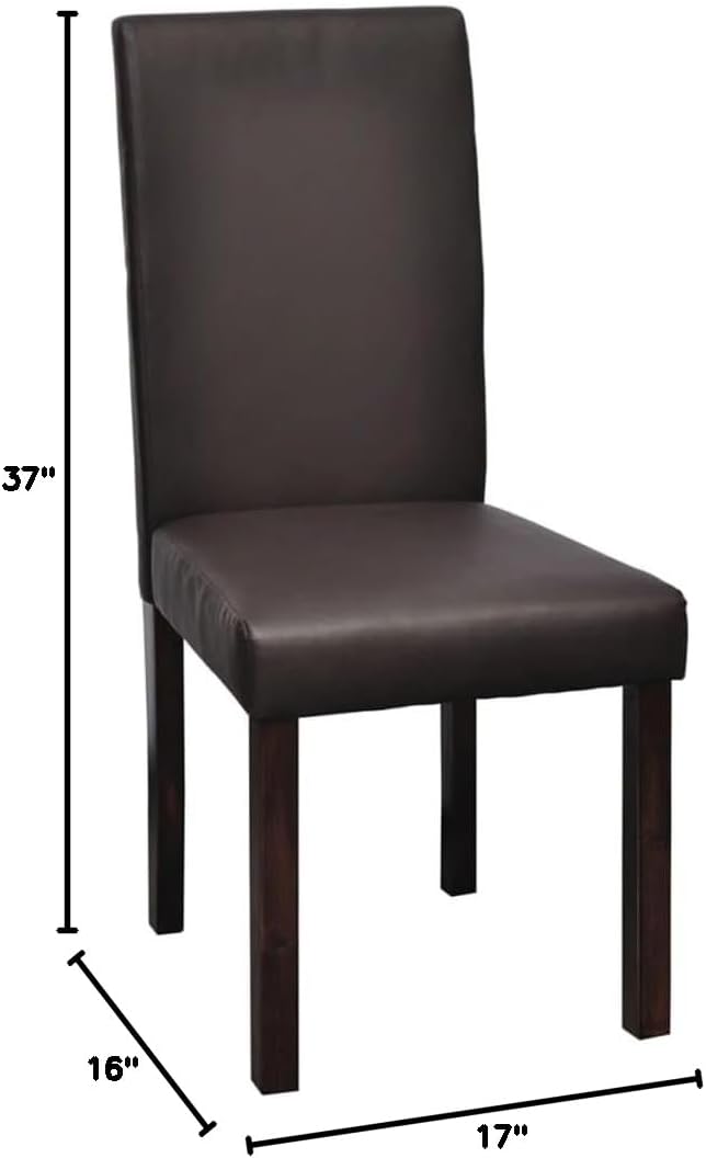 Modern Faux Leather Dining Chairs Set of 4 Brown Wooden Frame Kitchen Chairs with Padded Seat Backrest Comfortable Farmhouse Style for Dining Room Kitchen Comedor