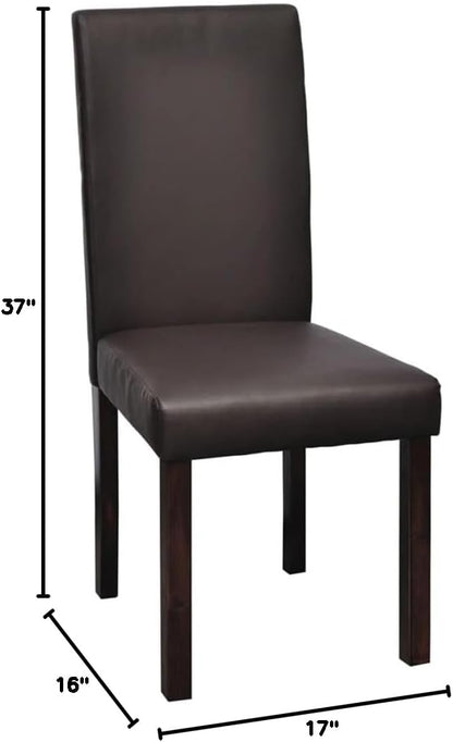 Modern Faux Leather Dining Chairs Set of 4 Brown Wooden Frame Kitchen Chairs with Padded Seat Backrest Comfortable Farmhouse Style for Dining Room Kitchen Comedor