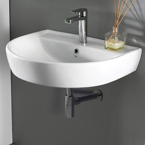 CeraStyle 007800-U-One Hole Bella Round Ceramic Wall Mounted Sink, White