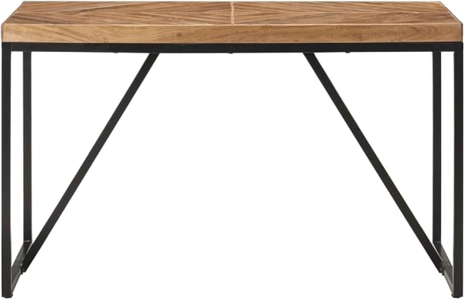 Industrial Acacia Wood Dining Table 47.2"x23.6" Rectangular Chevron Pattern Kitchen Table for 4 with Steel Frame Modern Dining Room for Living Room Apartment and Kitchen