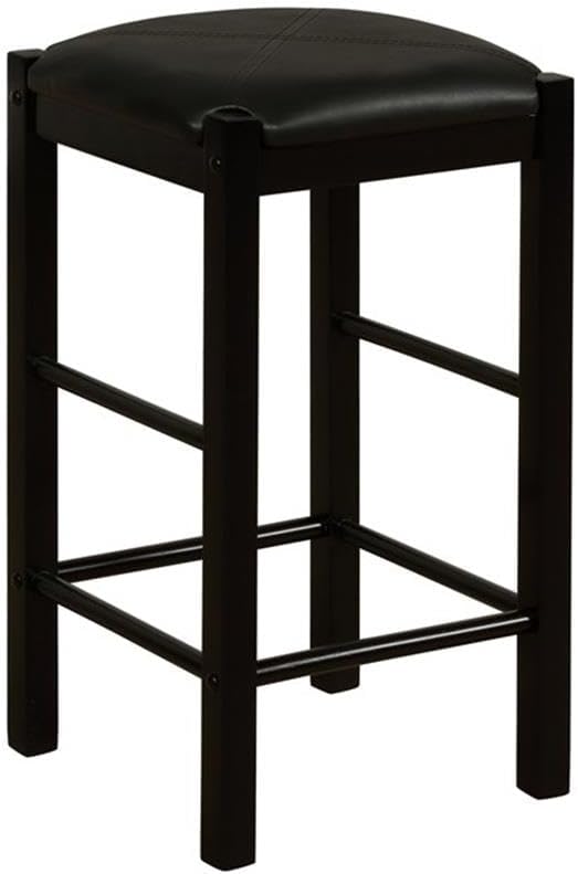 Riverbay Furniture Three Piece Wood Faux Marble Tavern Kitchen Dining Breakfast Table Set with 2 Stools in Black