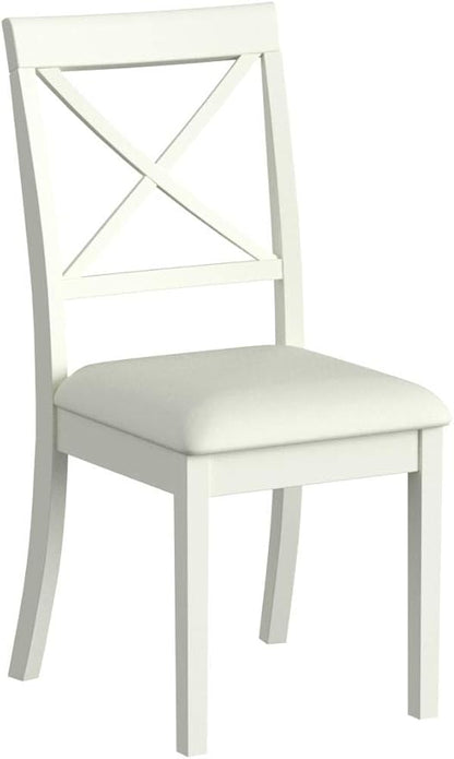 East West Furniture BOC-WHI-LC Boston Dinette Chairs - Faux Leather Upholstered Wooden Chairs, Set of 2, Linen White